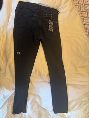 Ksubi Black Skinny Jeans with White Printed Accents